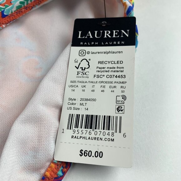 Lauren Ralph Lauren Printed Hipster Bikini Bottom Women 14 Multi Amara Patchwork - Picture 3 of 7